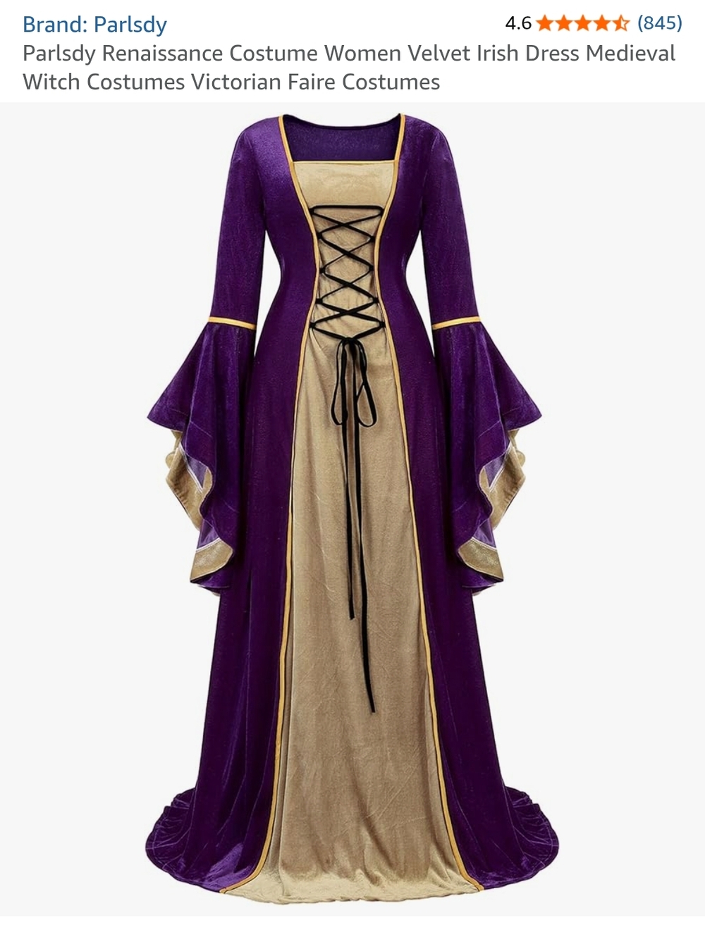 Women's Purple and Gold Renaissance Velvet Dress